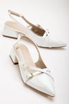 Pary Beyaz Rugan Kadın Topuklu Ayakkabı  